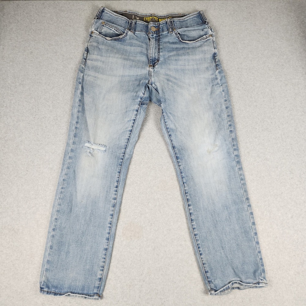 Lee Extreme Motion Athletic Tapered Leg Jeans Men 34x30 Light Blue Denim Stretch